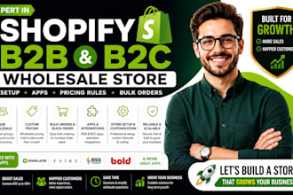setup shopify b2b wholesale store with custom pricing, b2c apps and bulk orders
