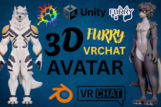 model 3d custom furry vrchat avatar, anime and vtuber with rigging and toggles