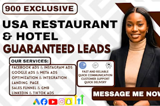 900 exclusive USA restaurant leads, hotel leads, restaurant leads google ads