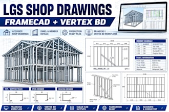 create lgs shop drawings for framecad and vertex bd machines