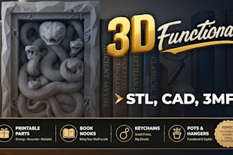 design functional 3d printable, products, book nook