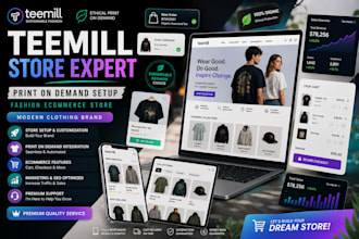 design modern teemill print on demand store for fashion ecommerce brands