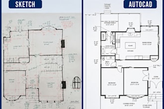 convert PDF to autocad 2d floor plan, redraw  blueprint drawing and site plan