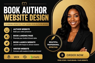 design author website for novelists, ebook landing page, book launch website