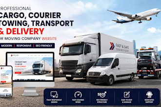 design cargo courier towing transport delivery or moving company website