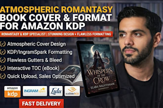 design atmospheric romantasy book cover and format for amazon KDP