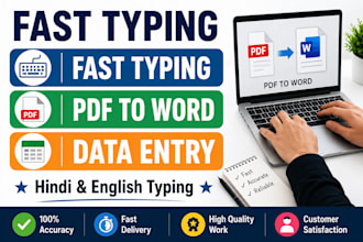 fast hindi and english typing work