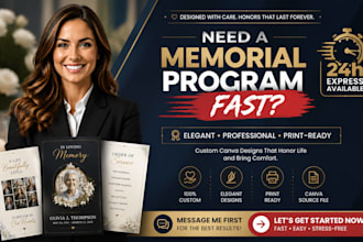design elegant funeral memorial program booklet in canva format