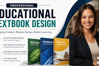 design, format educational workbook, textbook, curriculum plan, book cover
