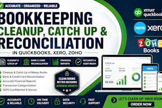 do bookkeeping cleanup catch up and reconciliation in quickbooks xero zoho