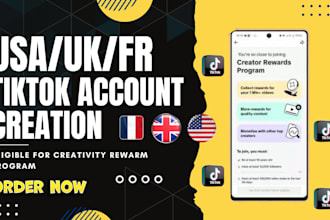 create USA tiktok USA instagram account with creativity reward program