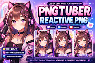 create custom anime pngtuber reactive png avatar for twitch and discord