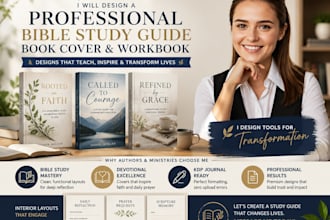 design a professional bible study guide and workbook for KDP