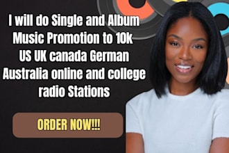 do single and album music promotion to 10k US UK canada online and college radio