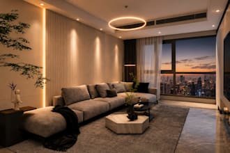 do photorealistic livingroom  interior design with 2d drawings in coohom
