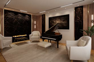 design living room interior with fireplace