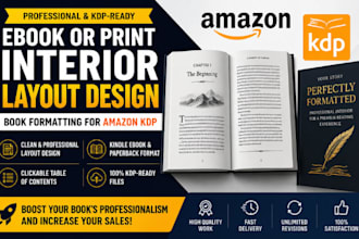 do ebook or print book interior layout design, book formatting for amazon KDP