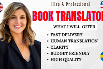 translate english to swedish and vice versa for fiction and nonfiction book
