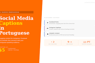 write portuguese social media captions for your business