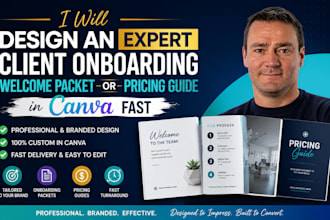 design an expert client onboarding welcome packet or pricing guide in canva fast