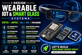 do wearable iot pcb, esp32 nrf52 firmware, ble nfc smart glass, gesture control