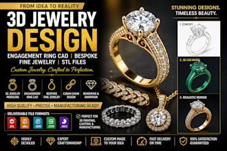 3d  jewelry design engagement ring cad bespoke fine jewelry 3d ring design stl