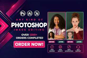 do photoshop photo editing, retouching, background removal, vector logo tracing