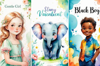 whimsical children book illustration in water color african american character