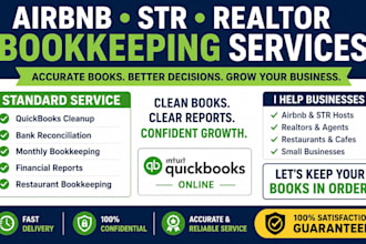 do airbnb str realtor and restaurant bookkeeping with quickbooks cleanup