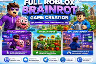 develop full  roblox brainrot game creation, steal  a brainrot, grow a garden