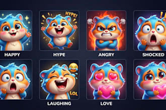 design custom 3d twitch emotes, sub badges and discord emojis