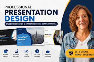 design sales presentation, marketing deck, company profile PPT