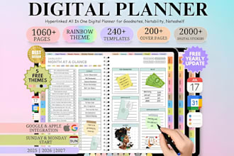 etsy digital planner, etsy digital product, hyperlinked planner, digital planner