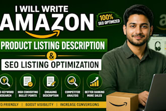write SEO amazon product listing description and optimize amazon listing
