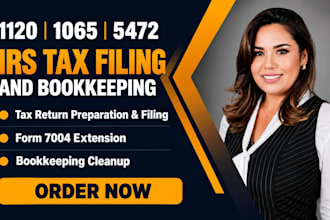 file irs forms 1120, 1065, 5472, 7004 extension and clean up your bookkeeping