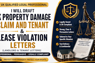 draft UK property damage claim and tenant lease violation letters