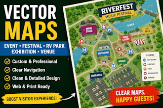 create event, festival, rv park and exhibition vector maps