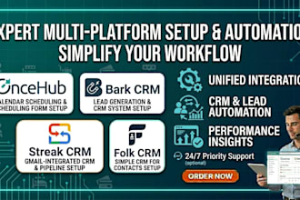 setup oncehub bark CRM streak CRM and folk CRM system