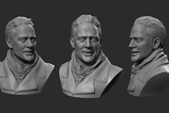 sculpt custom 3d head model 3d bust, 3d head 3d face for realistic 3d printing