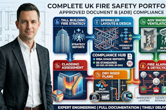 provide a fire strategy, fire safety drawings for approved document b compliance
