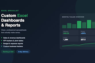 create a custom excel dashboard, tracker, or report for your business