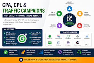 run CPA, cpl and website traffic campaigns for your business