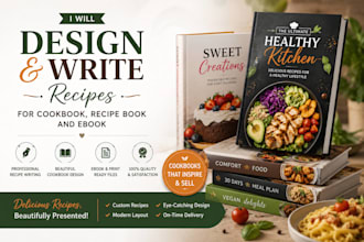 design, and write recipes for cookbook recipe book and ebook