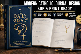 design a modern catholic book cover or prayer journal