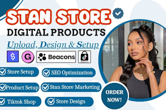 setup stan store, tiktok shop, shopify, ebay, marketing gumroad, beacons ai