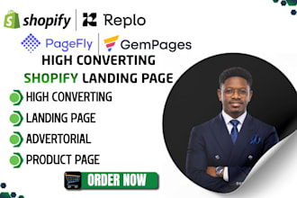 clone and build high converting shopify landing page in replo, pagefly orgempage