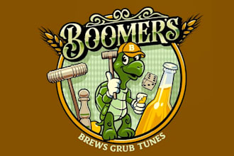 design mascot boomers brews beer logo