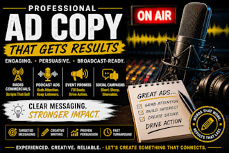 write compelling radio, podcast, and social media ads