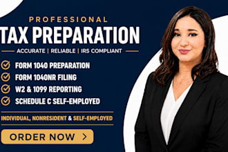 prepare form 1040 1040nr w2 1099 schedule c and irs tax return