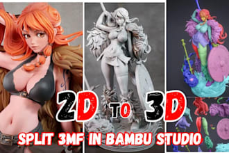 convert 2d sketch logo image character to 3d model stl 3mf for 3d printing